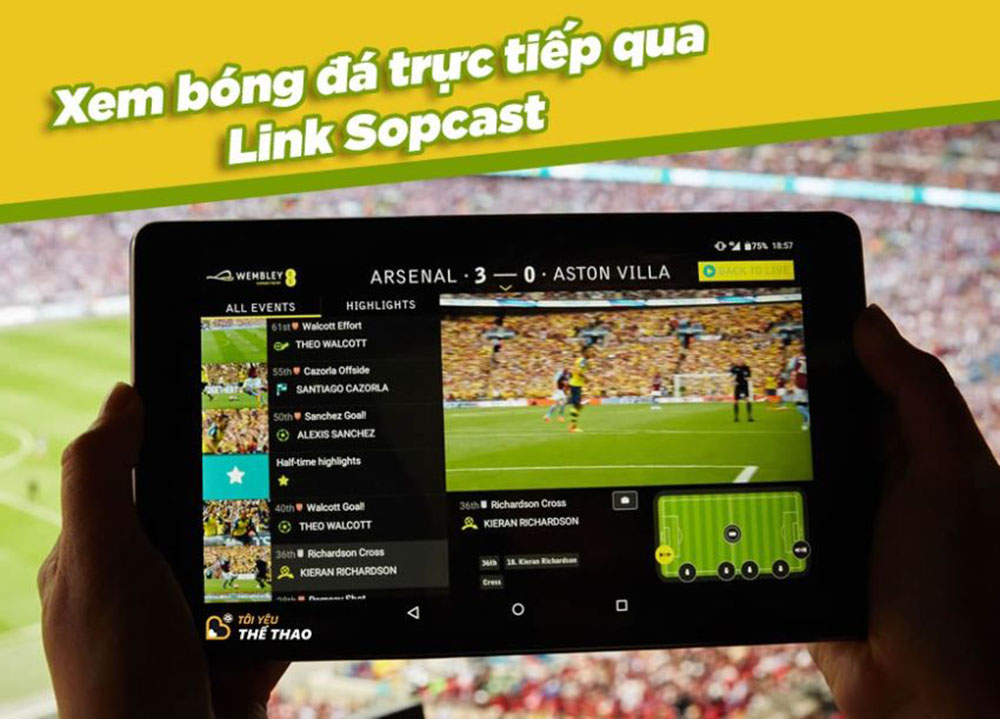 App xem bóng đá trực tiếp qua điện thoại Sopcast